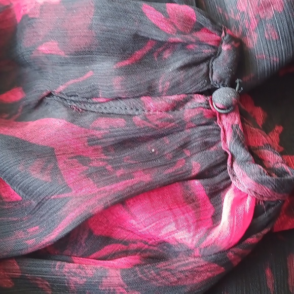 NWOT H&M Red & Black Floral Georgette / Spring Dress & Sheer Long Sleeves Size 8 - Picture 10 of 10